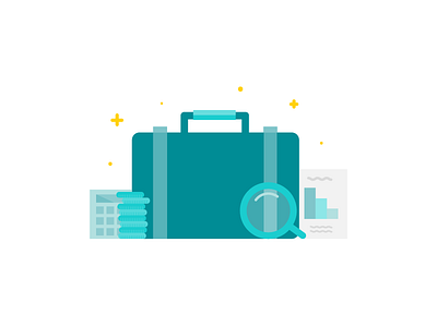 Business Time briefcase business data finance flat icon illustration minimal professional search vector