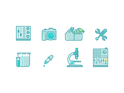 Icons building construction flat icon set icons illustration minimal outline research science teal vector