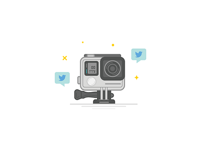 GoPro camera flat giveaway gopro minimal outline sparkles tweet twitter vector video