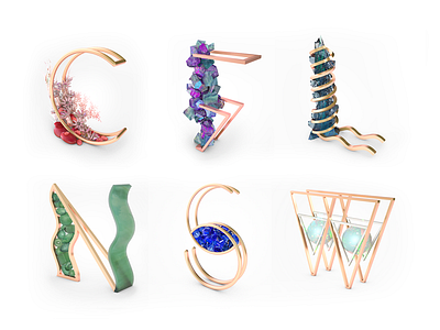 36 Days of Type 36 days of type 3d cinema 4d crystals drop cap gemstone letter lettering type typography