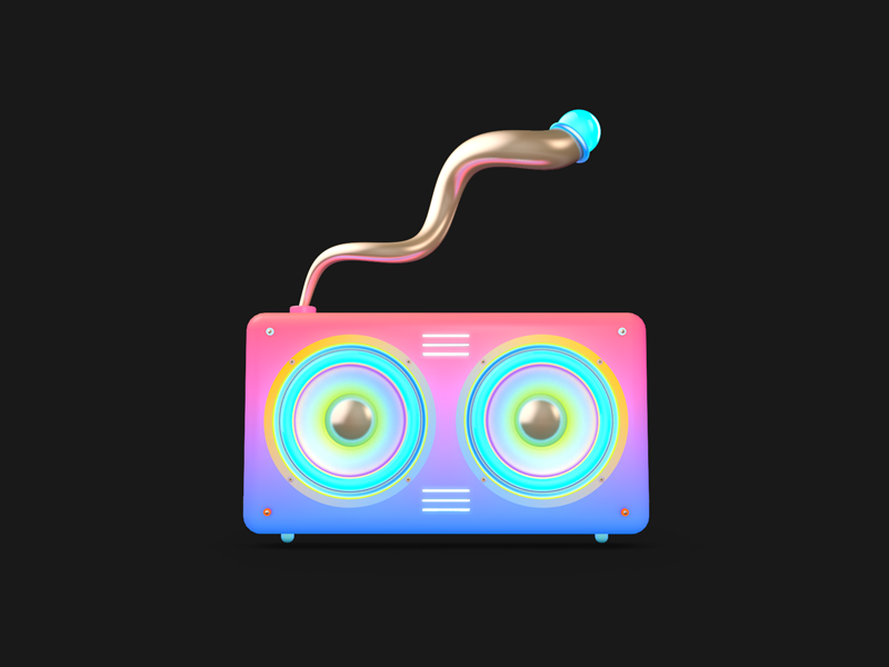 Old school jams cinema 4d weeklyillochallenge icon minimal abstract illustration gradient neon music radio bright stereo