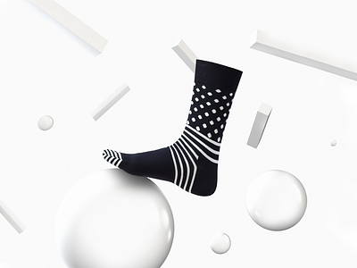 Happy Socks 3d apparel black and white cinema 4d editorial fashion geometric happy socks photoshoot socks still life