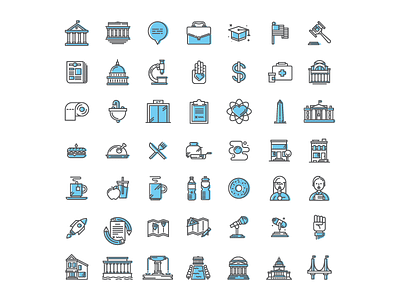 Vox Conversations Icon Set flat icon set icons landmarks legislation minimal outline political politics vector washington