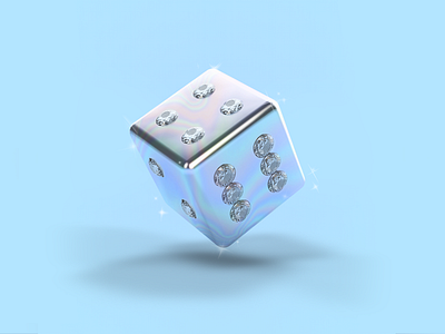 Hustlin' the Cyber 3d cinema 4d diamond dice die geometric iridescent minimal silver sparkle