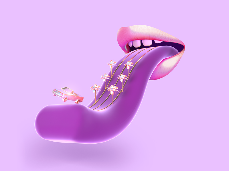 Sunset Blvd cinema 4d 80s socal vaporwave retro pastel 3d minimal abstract surreal