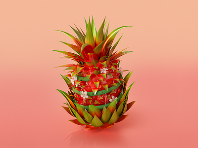 Habaesha 3d abstract cinema 4d dragonfruit foliage fruit pineapple plant summer surreal tropical
