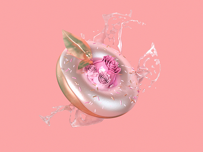 National Donut Day 3d abstract cinema 4d donut iridescent minimal rose gold surreal