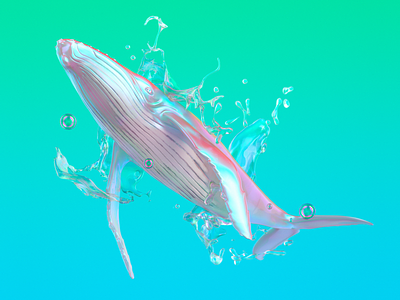 So Rude 3d album art bubbles cinema 4d iridescent minimal music ocean pastel summer wave whale