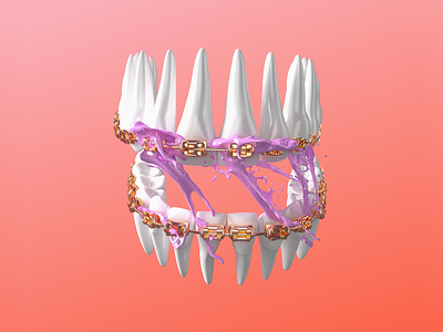 💥 3d abstract braces bubblegum cinema 4d digital art gum maxon surreal teeth