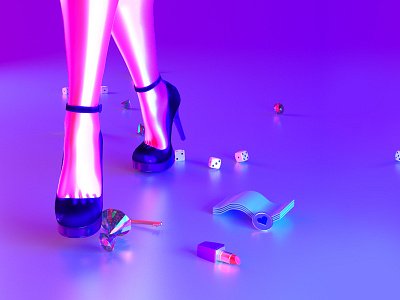 💎 3d abstract cinema 4d fashion heels iridescent maxon neon night vices