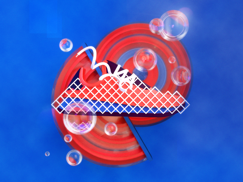 Adidas Deerupt blue orange geometric 3d cinema 4d illustration adidas shoe fashion sneaker