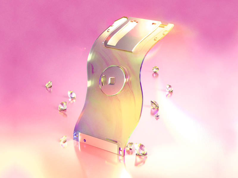 floopy floppy neon pink metallic iridescent tech retro 3d maxon cinema 4d floppy disk