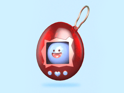 ・゚: ✧ ( ˙ ˘ ˙) ✧ : ・゚ cute 3d model low poly augmented reality ar cinema 4d loop gif 3d tamagotchi