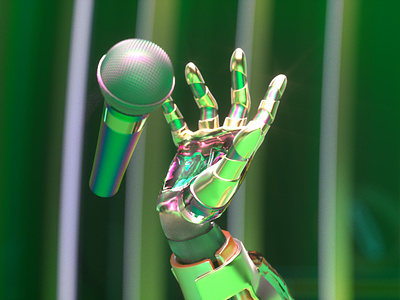 🎤 3d 3d art cinema 4d cyberpunk cyborg futuristic hand microphone neon robot