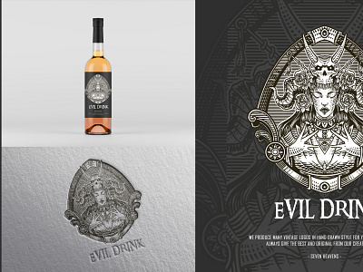 EVIL DRINK branding graphic design hand drawn illustration logo vintage vintage logo