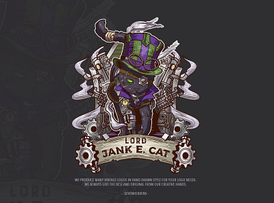 LORD JANK E. CAT animal logo branding design graphic design hand drawn logo illustration logo t shirt vector vintage logo