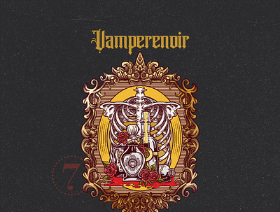 VAMPERENOIR branding design graphic design hand drawn logo illustration label logo t shirt vape liquid vector vintage vintage logo