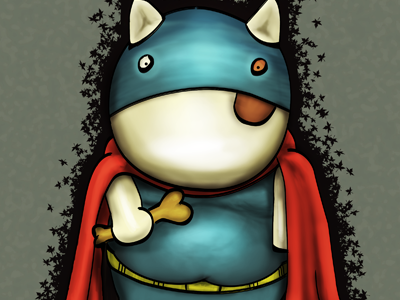 Building Character - Super Chico batman bull character digital dog hero illustration painting pit super