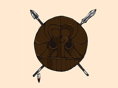 Woodenface shield spear wood