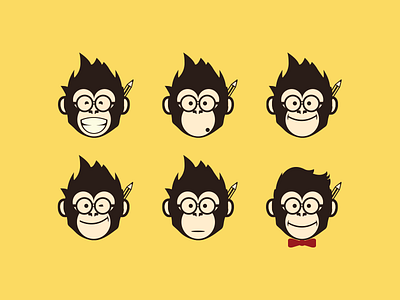 Monkey Faces animal brand branding character illustration logo monkey