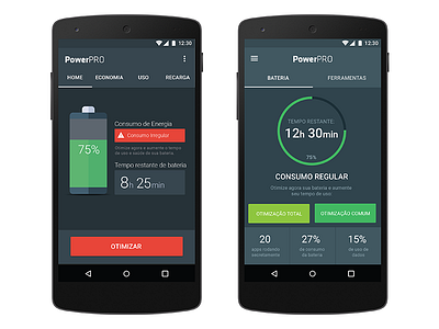 PowerPRO 2.0 android app battery design mobile nexus ui ux