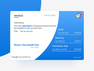 Google Cloud Platform Invoice bill cloud email google invoice receipt redesign ui ux