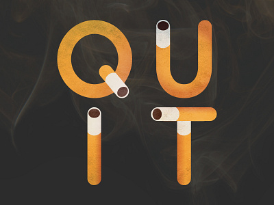 QUIT cigarette habit health illustration nicotine pledge quit smoke smoking tobacco typography vector