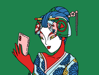 Geisha character illustration vector