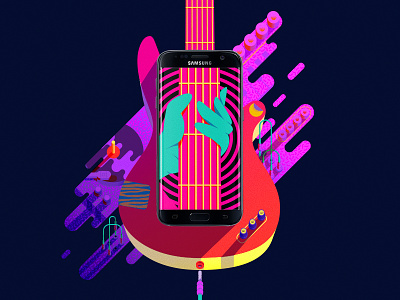 Samsung Dribbble cellphone colorful guitar illustration keyvisual samsung