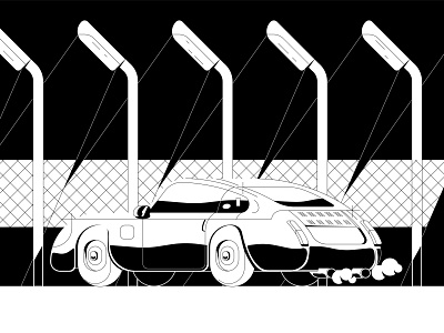 Shiro/Kuro Car black white illustration night vector