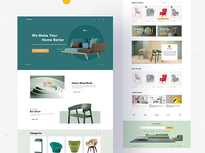 Furniture Website Design clean design furniture illustration minimal pirala typography ui ux website