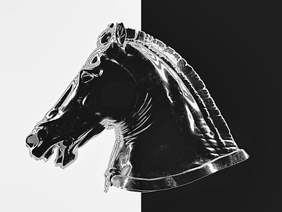 Horse Head 3d black and white blender cycles horse statue
