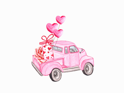 Watercolor Valentine Love Truck Sublimation for t-shirt cute digital art graphic design hand drawn illustration t shirt valentine valentine clipart valentine illustration valentine truck valentines day vector watercolor watercolor artist watercolor clipart