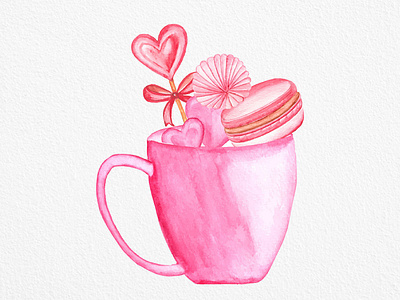 Watercolor Valentine Drink Clipart