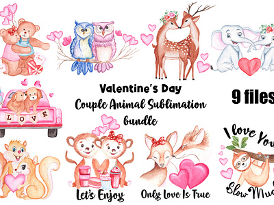 Valentine's Day Couple Animal Clipart Bundle