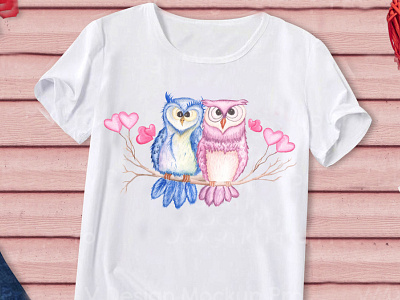 Valentine couple owl Sublimation Design for Valentine's Day couple design digital art graphic design illustration logo owl sublimation design valentine sublimation valentine t shirt valentines day vector watercolor artist watercolor clipart