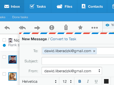 Dynado New Message blue bookmarks dynado green hover mails sidebar tasks