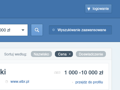 Ui blue login poland search sort user interface