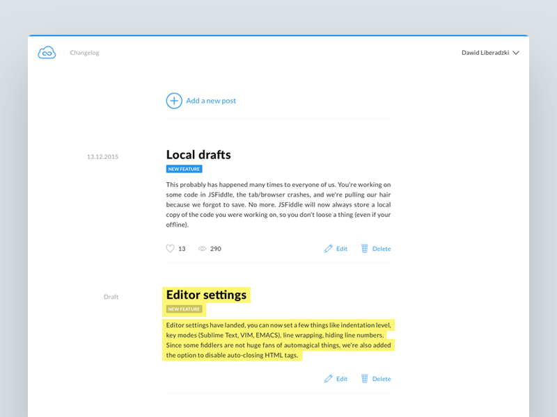 Headway - your public changelog by Dawid Liberadzki on Dribbble