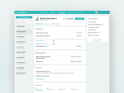 Docplanner - patient profile cyan docplanner edm interface light medic ui ux znanylekarz