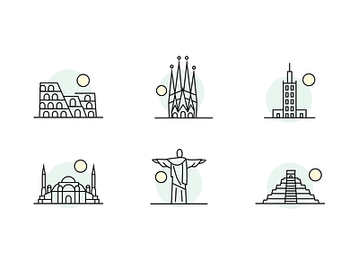 Icons for Docplanner brazil city icon illustration italy landmark mexico outline poland spain turkey