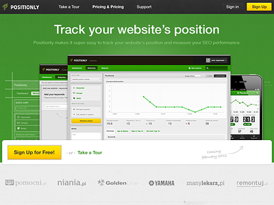 Positionly online green landing page poland positionly promo track your website position