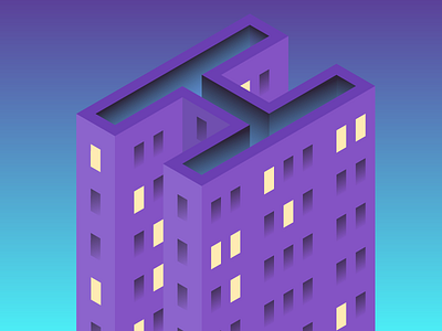 H is for home building h home illustration isometric skyscraper