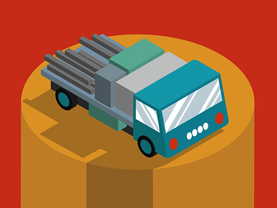 Pickup 3d icon iconography illustration isometric pickup van vehicle