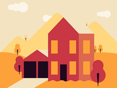 Cute rural home flat home icon illustration rural vector