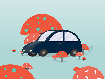 Unexpected Adventure adventure car icon illustration mushroom vector