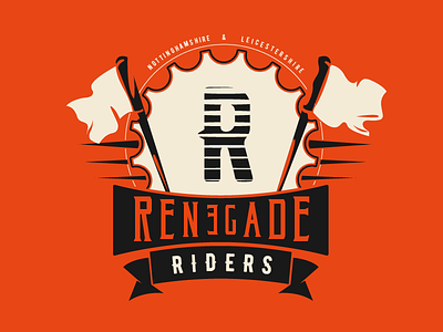 Renegade Riders - Orange 'n' Gears badge branding icon illustration logo motorbike vector