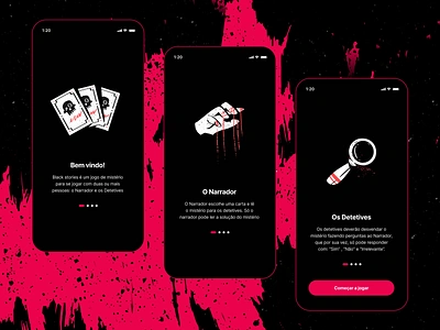 Mobile game app | Onboarding color concept creative design detective game horror illustration mobile onboarding terror ui ux