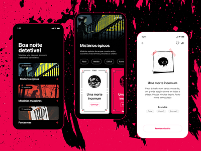 Mobile game app color concept creative design detective game game app horror illustration interface mobile stories ui ux