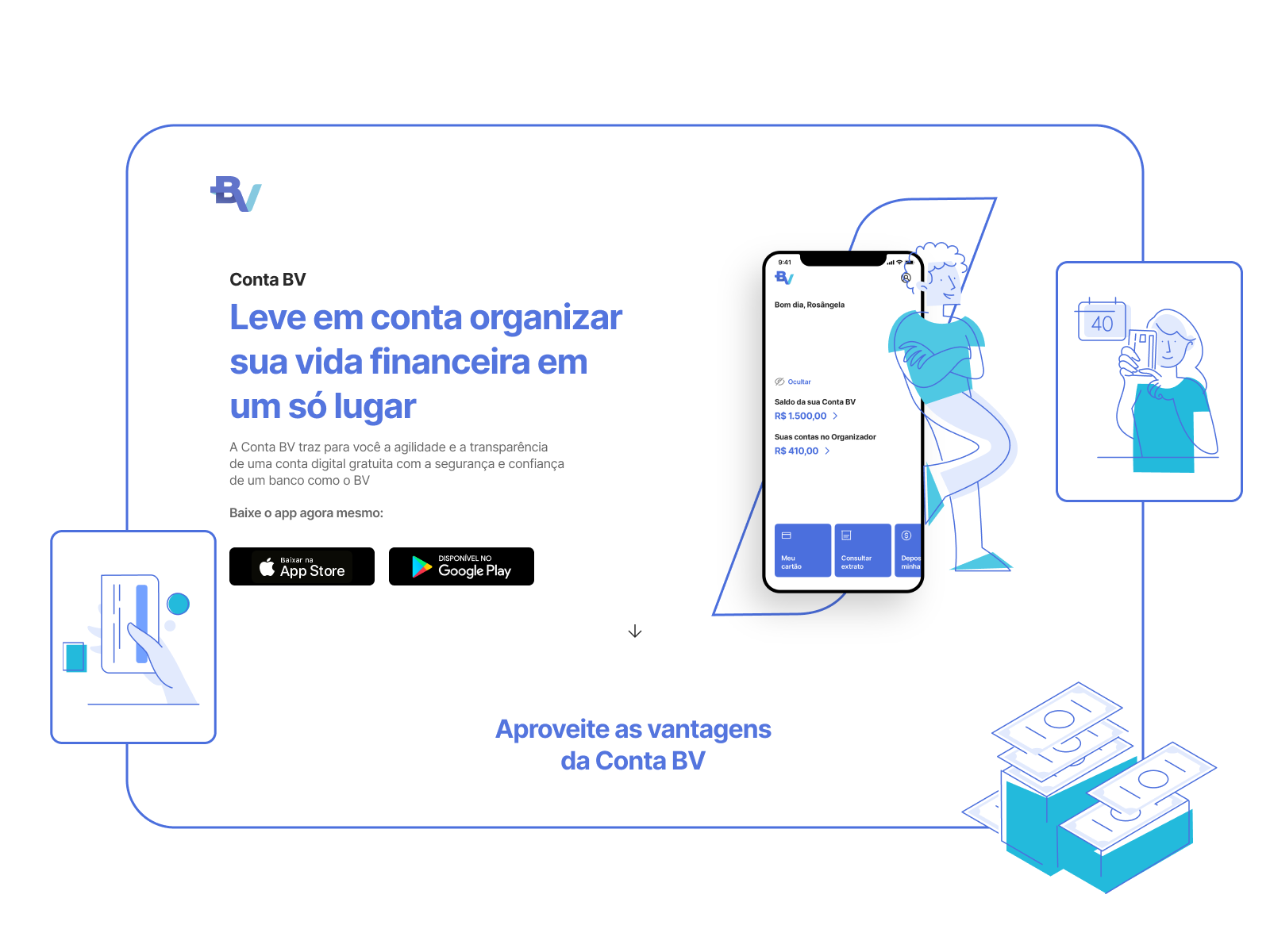Landing page made for a digital bank app by Kainã Oliveira on Dribbble